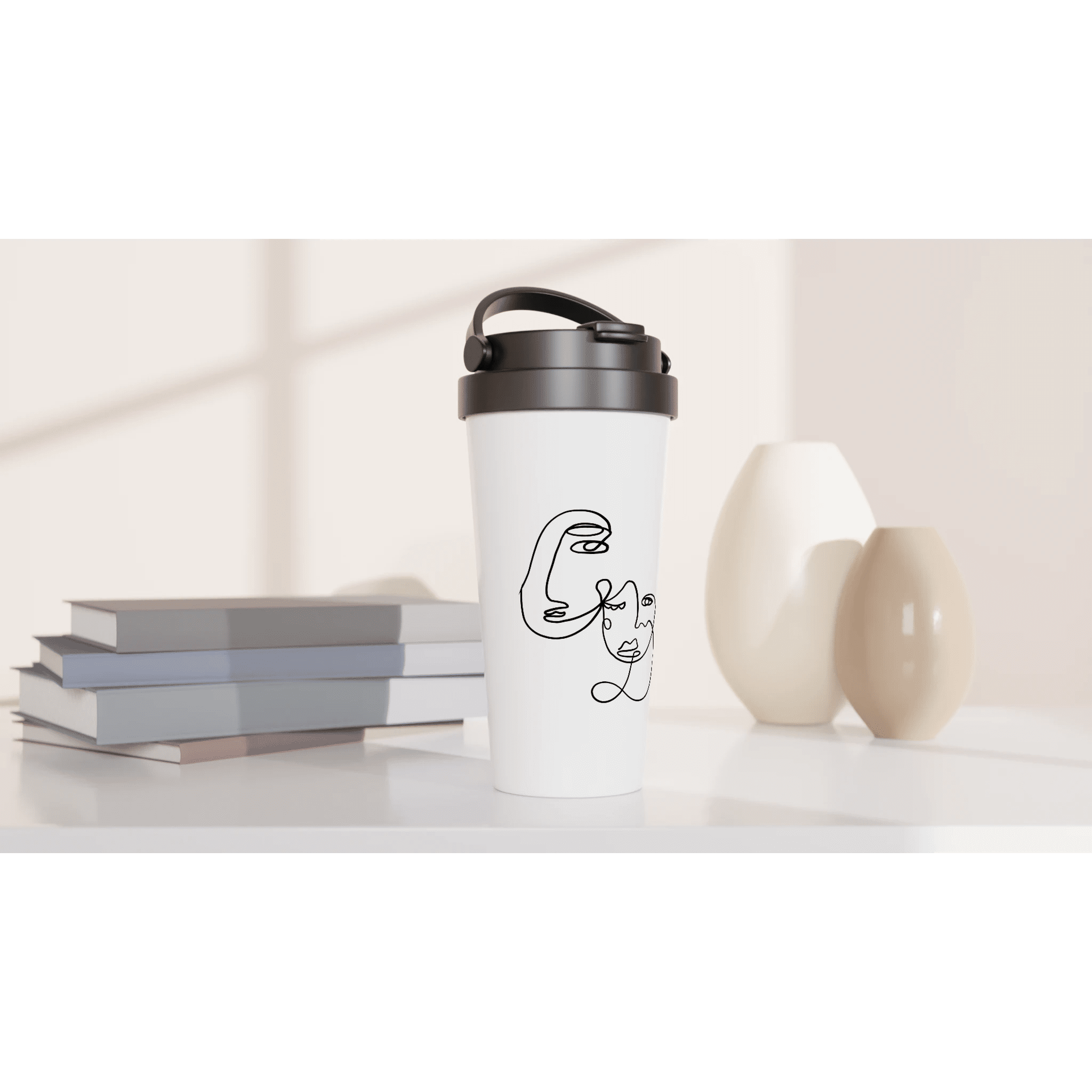White 15oz Stainless Steel Travel Mug - SKShop
