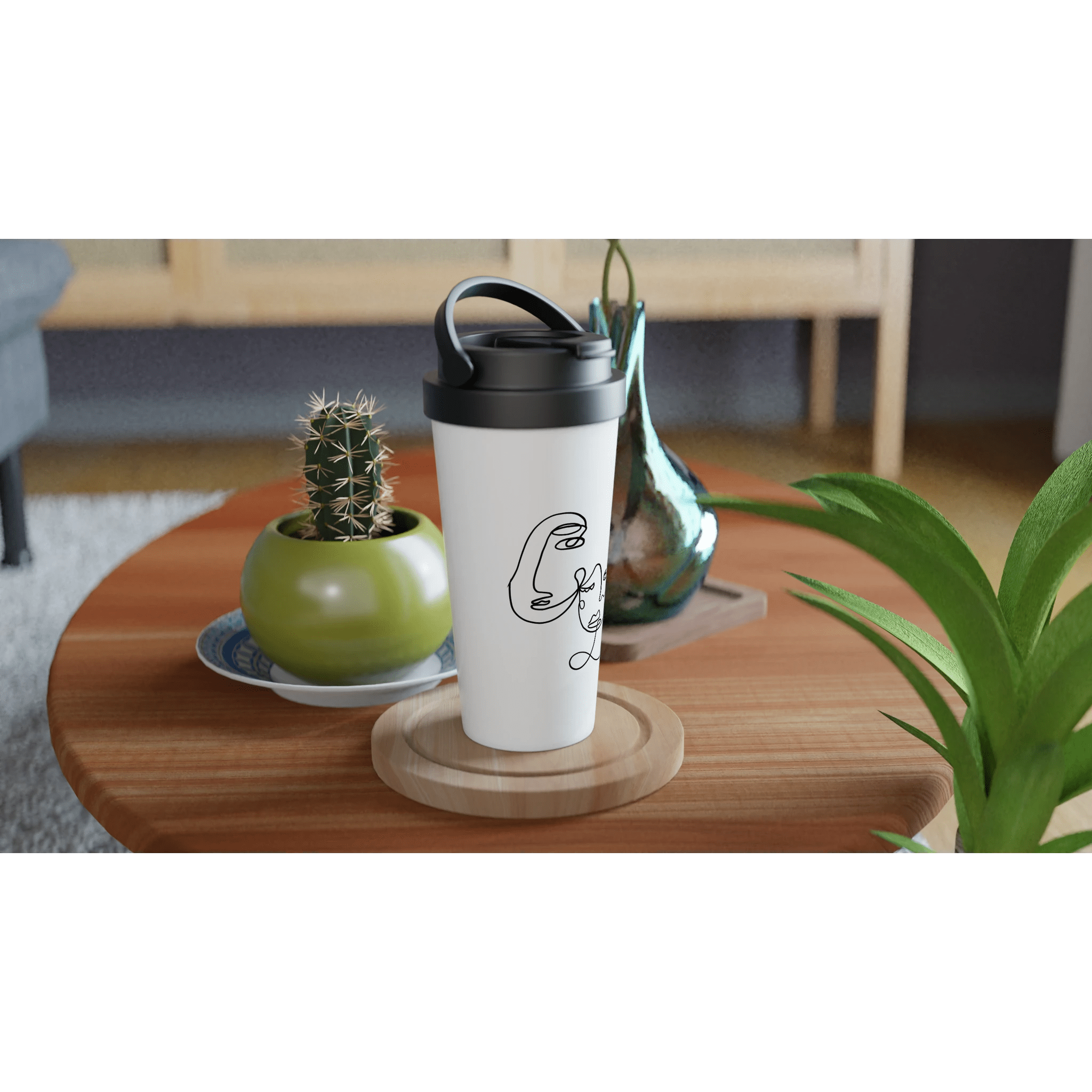 White 15oz Stainless Steel Travel Mug - SKShop