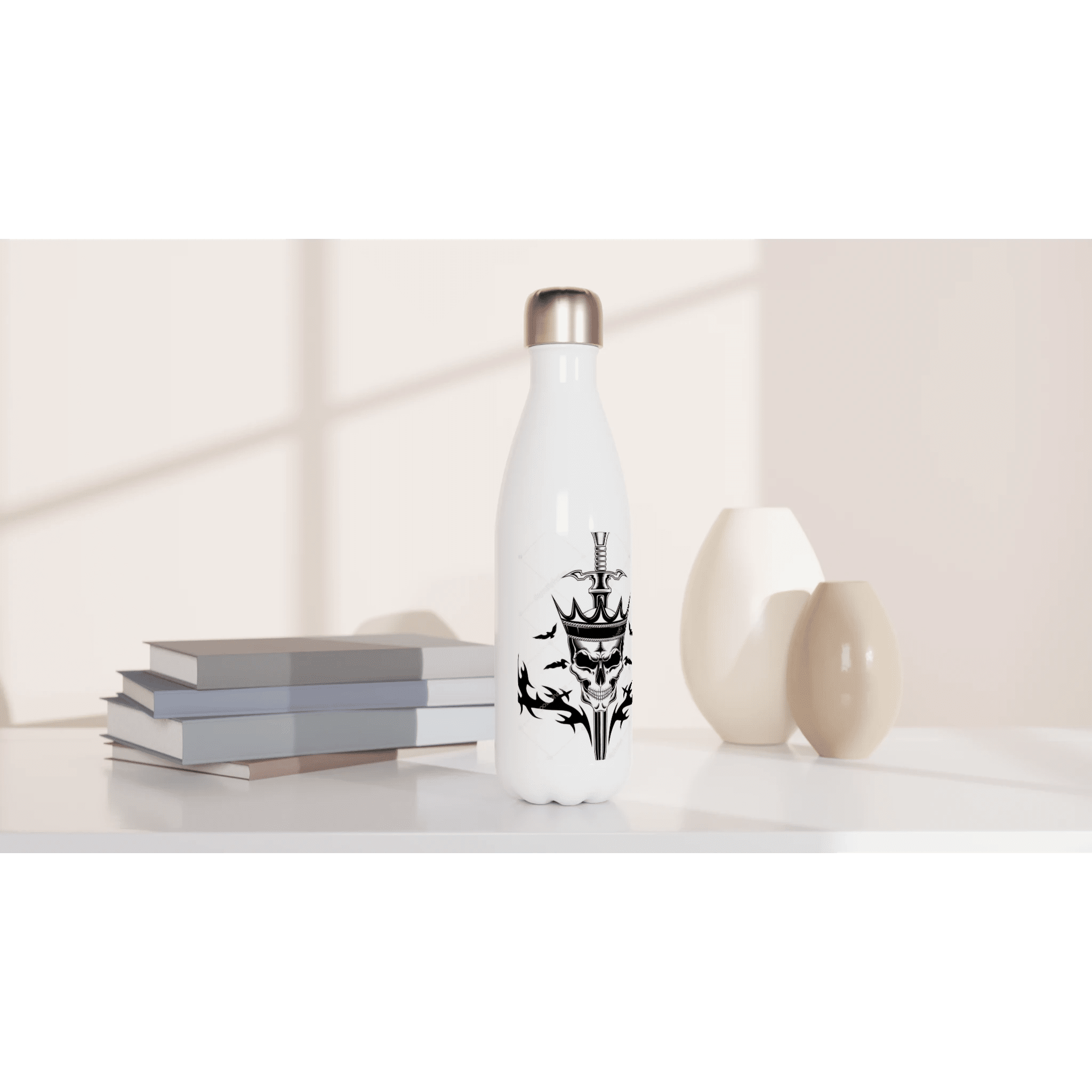 White 17oz Stainless Steel Water Bottle - SKShop